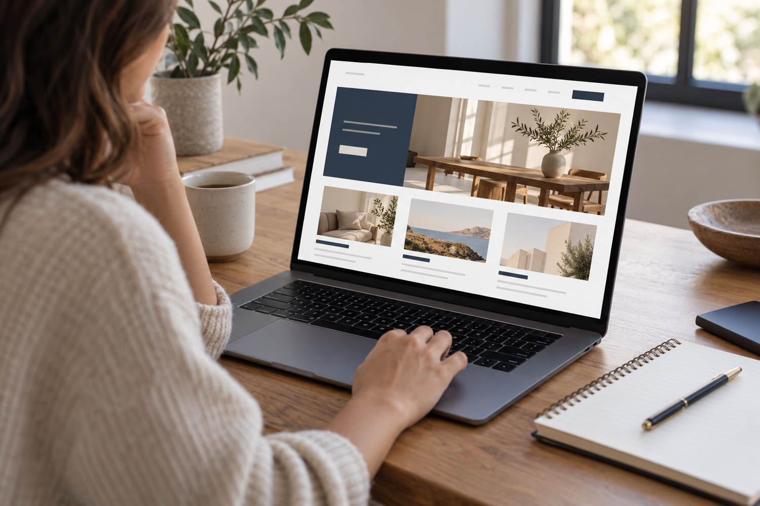 Business owner reviewing a website while comparing Toronto SEO services.