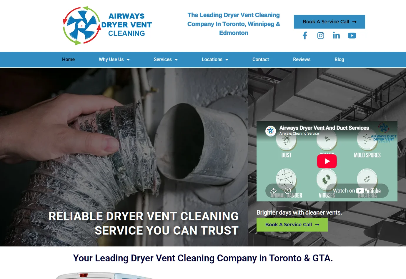 Airways Dryer Vent Services website