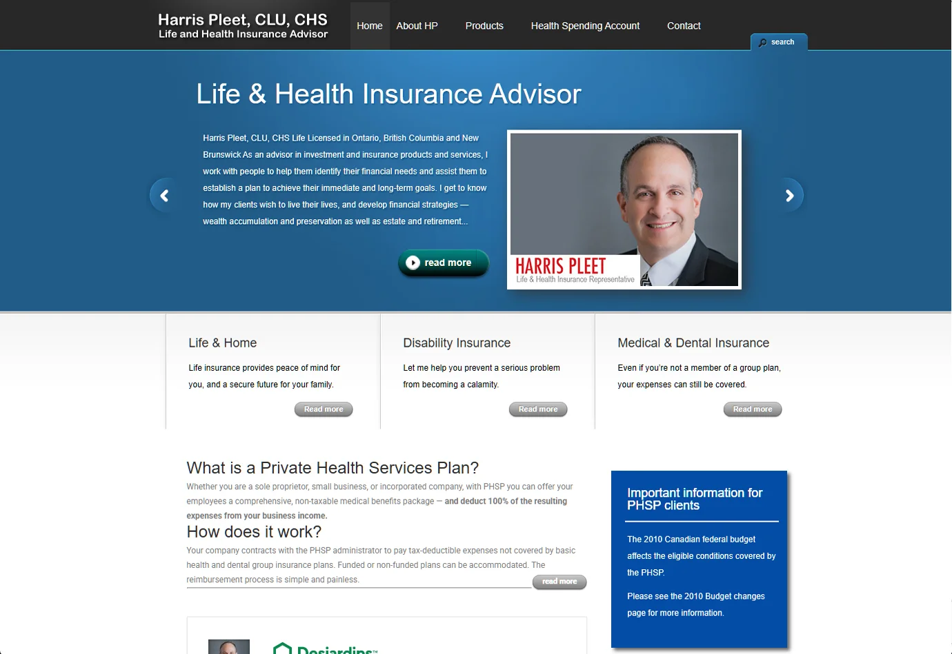Harris Pleet Life & Health Insurance website